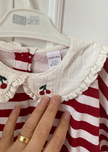 LC Waikiki Kız Çocuk Kırmızı Çizgili Pamuklu Elbise