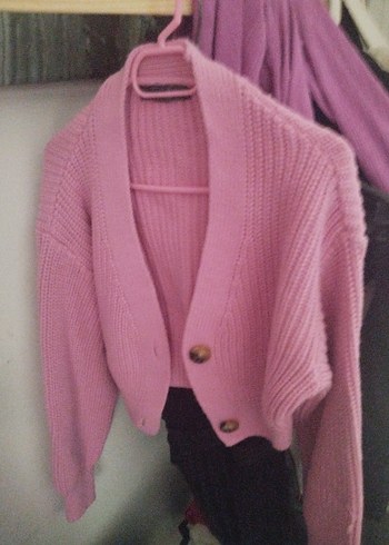 Pembe Triko Kadın Hırka - Görsel 3