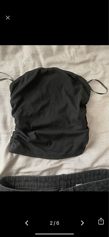 Diğer siyah askisiz crop top