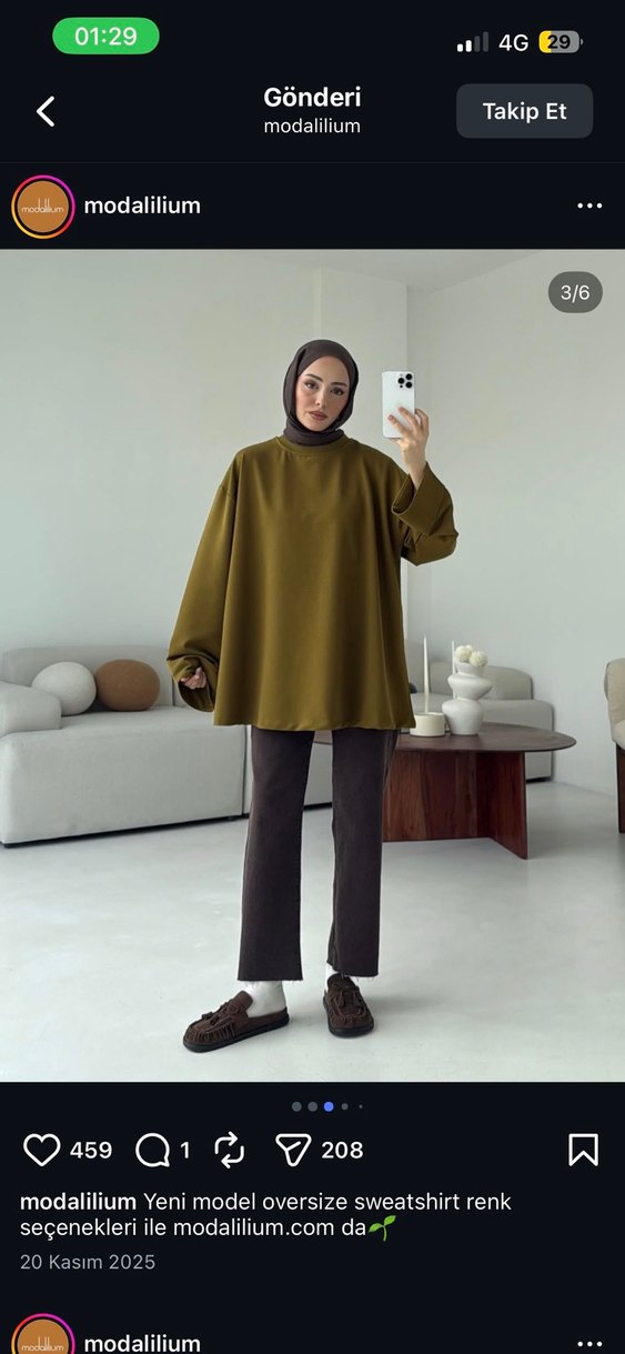 Kadın Haki Yüksek Yaka Salaş Tunik - Görsel 2