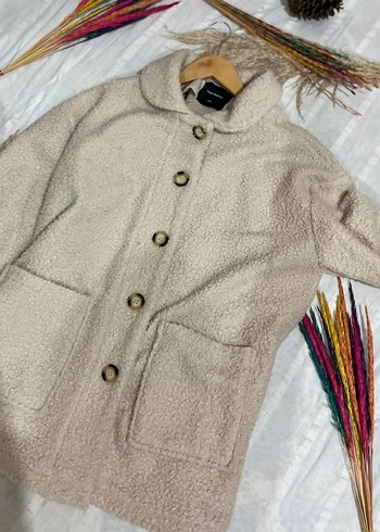 Bej Düğmeli Midi Kadın Ceket - Görsel 2
