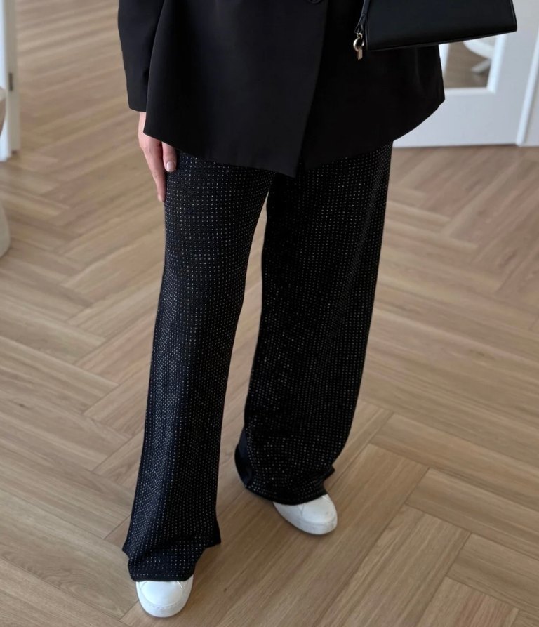 Siyah taşlı Kadın Pantolon - Görsel 2