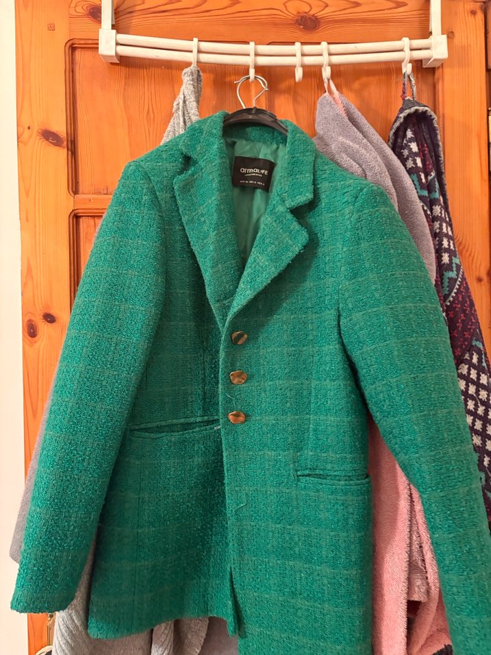 Düğmeli Yeşil Kadın Midi Ceket - Görsel 4