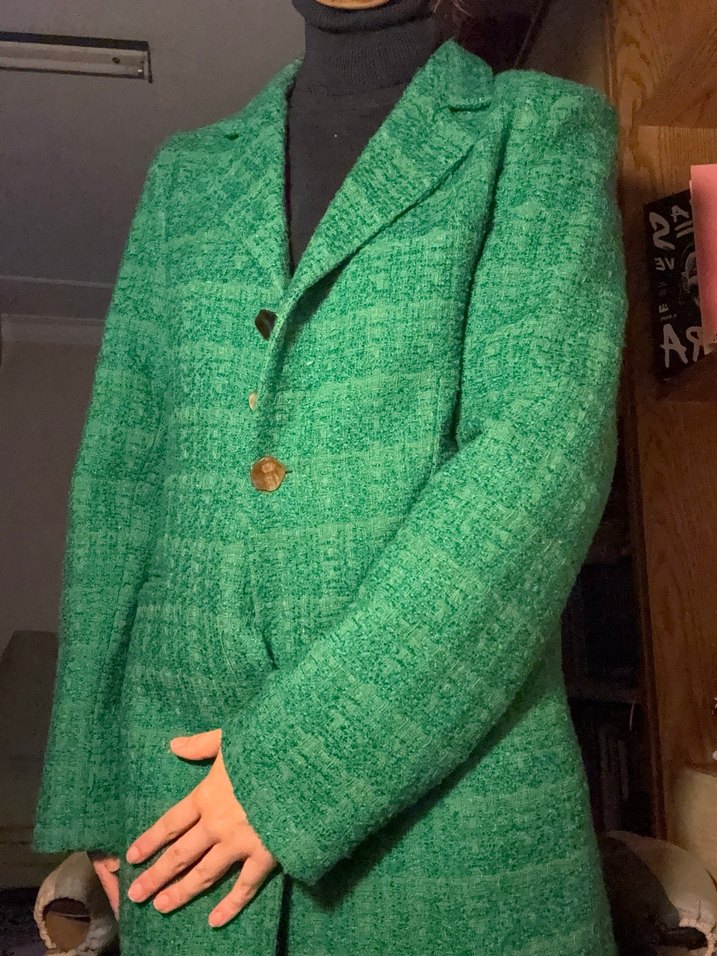 Düğmeli Yeşil Kadın Midi Ceket - Görsel 2