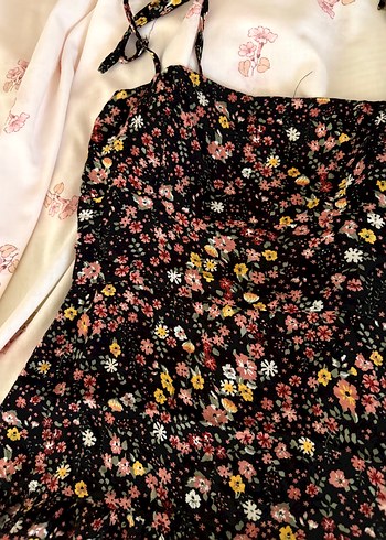 Çiçek Desenli Fırfırlı Bohem Midi Elbise - Görsel 3