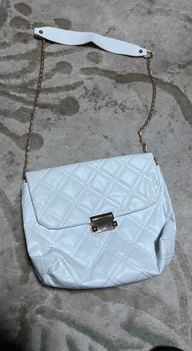 Beyaz Deri Kadın Omuz Çantası - Görsel 2