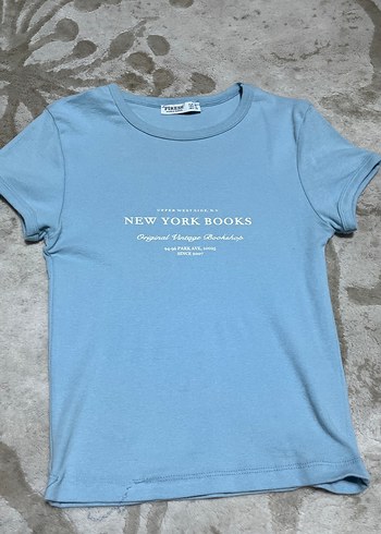 Mavi Baskılı Kısa Kollu Kadın bluz - Görsel 2