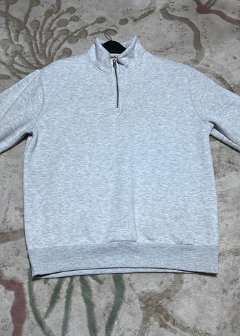 Gri Yarım Fermuarlı Kadın Sweatshirt - Görsel 2