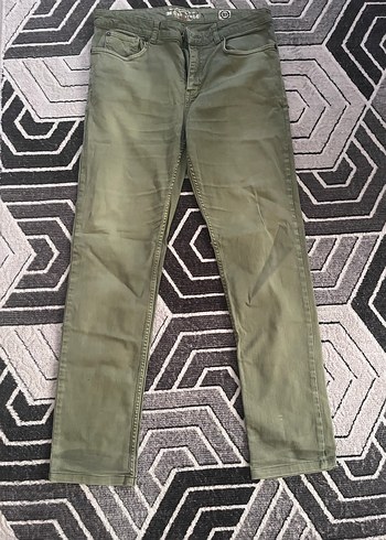 Erkek yeşil Düğmeli Rahat Kesim Pantolon - Görsel 2