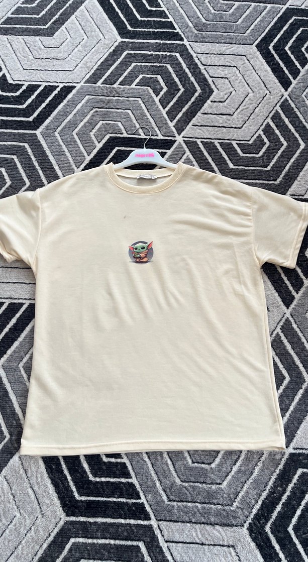 Krem renk Baskılı Kadın Tişört - Görsel 2