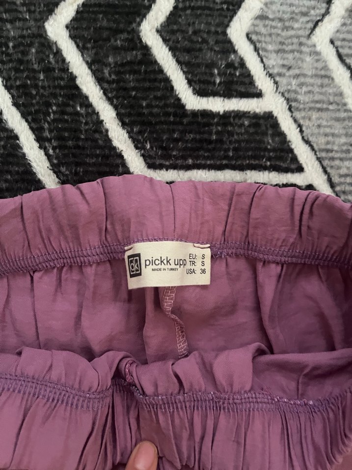 Mor Rahat Kesim Keten Kadın Pantolon - Görsel 2