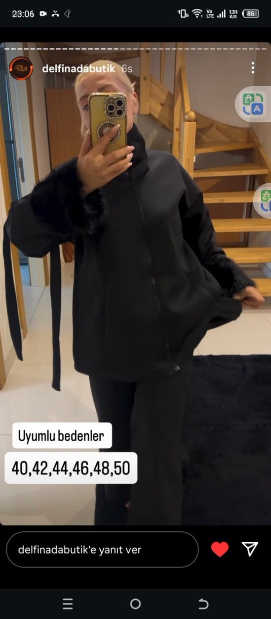 Siyah Uzun Kürklü Kadın ikili takım - Görsel 5