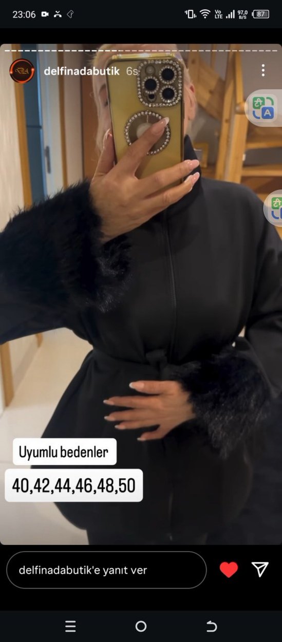 Siyah Uzun Kürklü Kadın ikili takım - Görsel 2