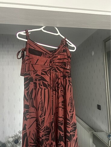 Zara Kahve straplez elbise ip askılı