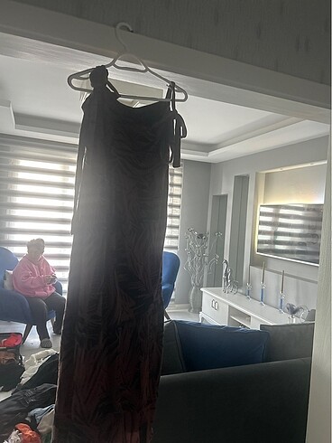 s Beden kahverengi Renk Kahve straplez elbise ip askılı