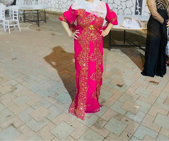 Standart yöresel elbise pembe ful taşlı