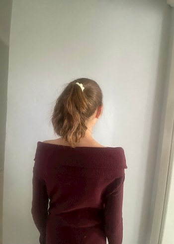 Bordo Kadın Triko Midi Kazak