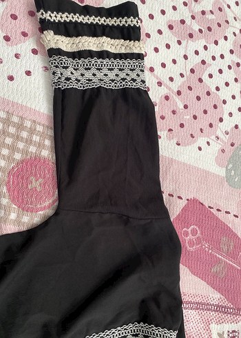 Nakış İşlemeli Siyah Uzun Kadın hırka - Görsel 3