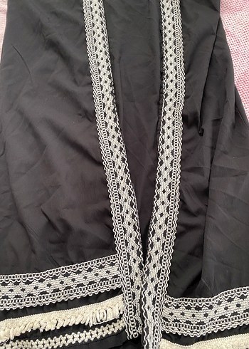 Nakış İşlemeli Siyah Uzun Kadın hırka - Görsel 2