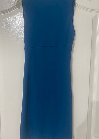 Klasik Şıklık Mavi Uzun Saten Elbise - Görsel 8