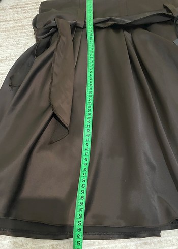 Kahverengi Saten Belli Midi etek - Görsel 4