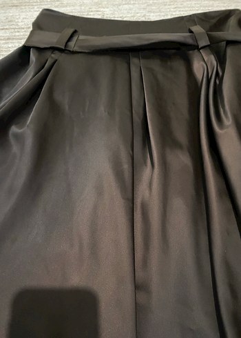 Kahverengi Saten Belli Midi etek - Görsel 5