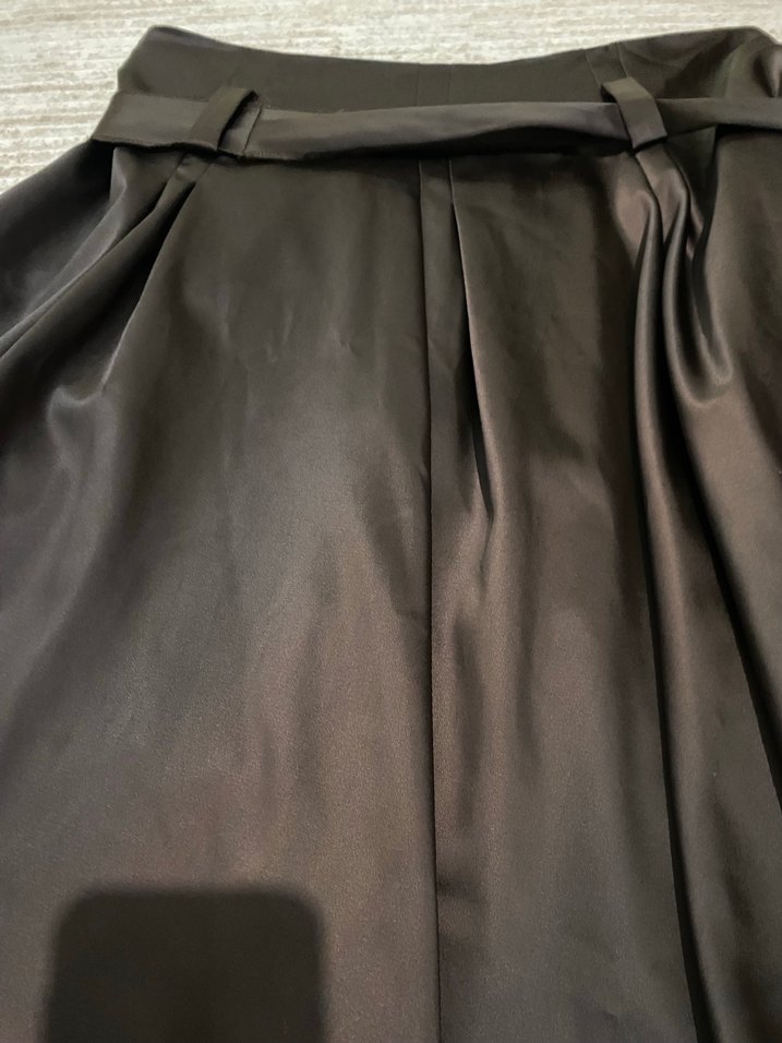 Kahverengi Saten Belli Midi etek - Görsel 5