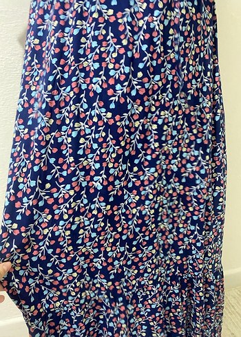 Düğmeli mavi Çok Renkli Uzun Elbise - Görsel 5