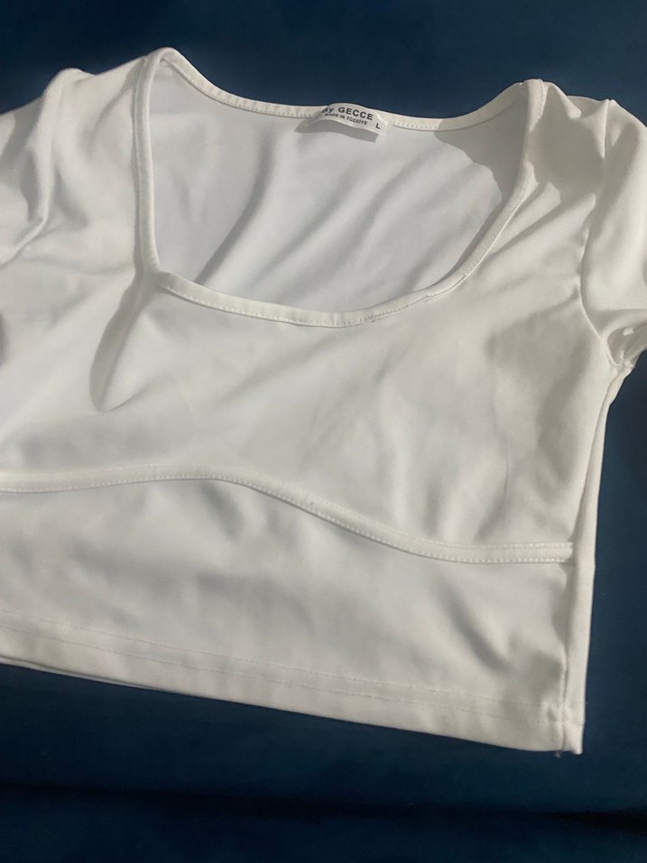 Beyaz uzun kollu Crop - Görsel 3