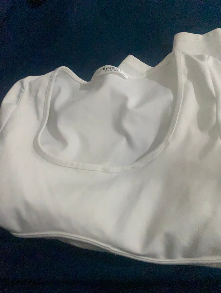 Beyaz uzun kollu Crop - Görsel 5