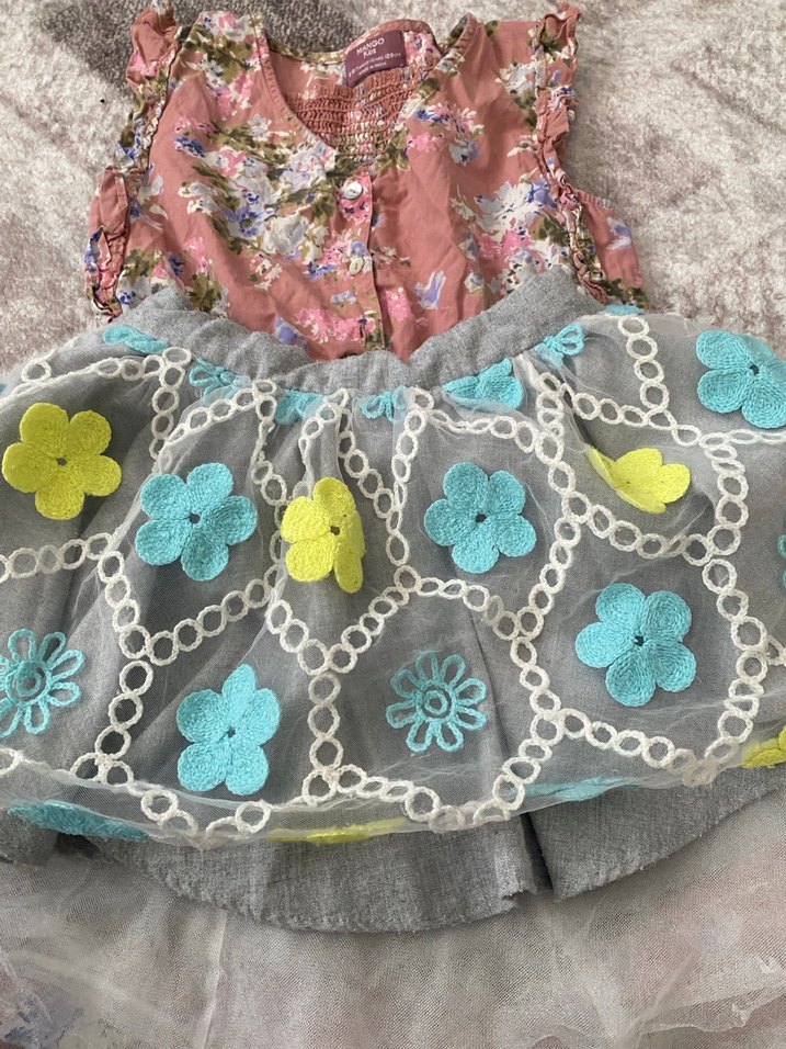 Çiçek İşlemeli Çok Renkli kız çocuk elbse - Görsel 5