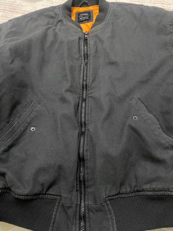 Gri Fermuarlı Kadın , erkek  Street Wear Ceket - Görsel 5