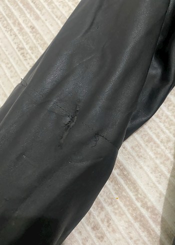 Düğmeli Siyah Deri Kadın Ceket - Görsel 6