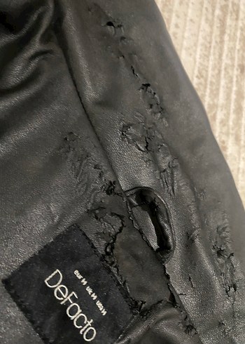 Düğmeli Siyah Deri Kadın Ceket - Görsel 7