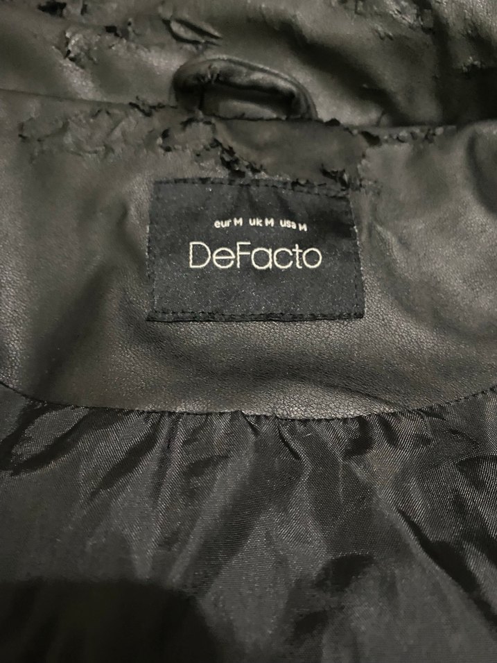 Düğmeli Siyah Deri Kadın Ceket - Görsel 3