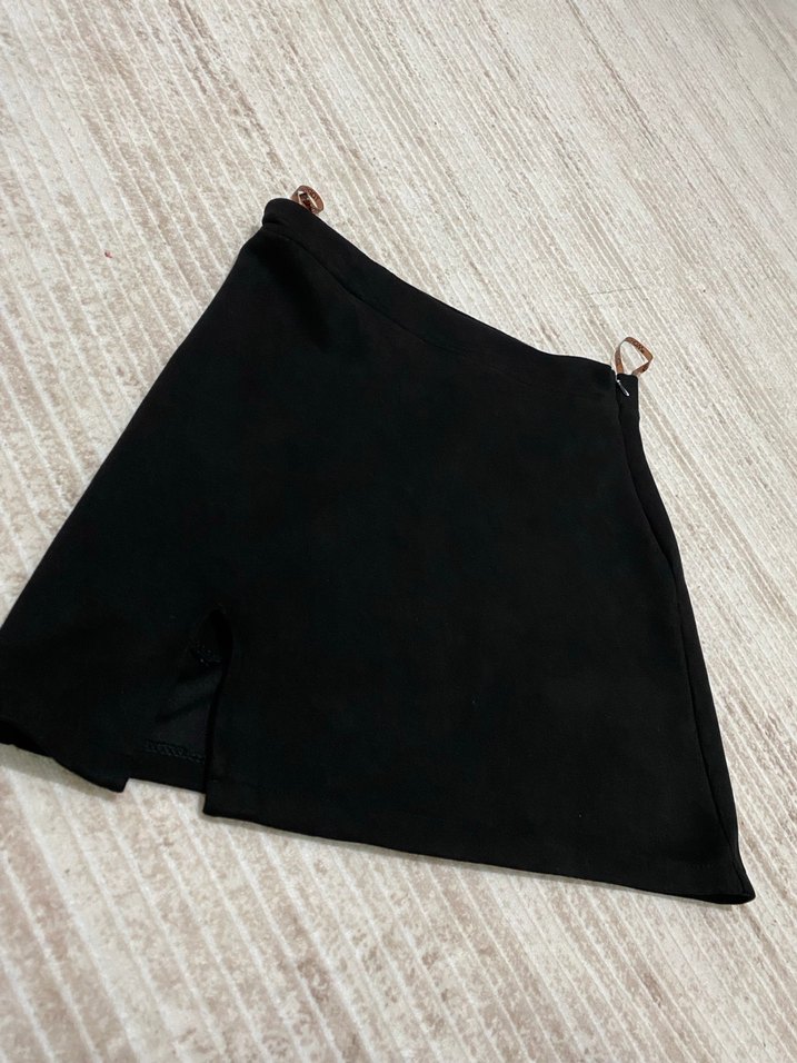 Siyah Kadın Mini Etek Fermuarlı - Görsel 2