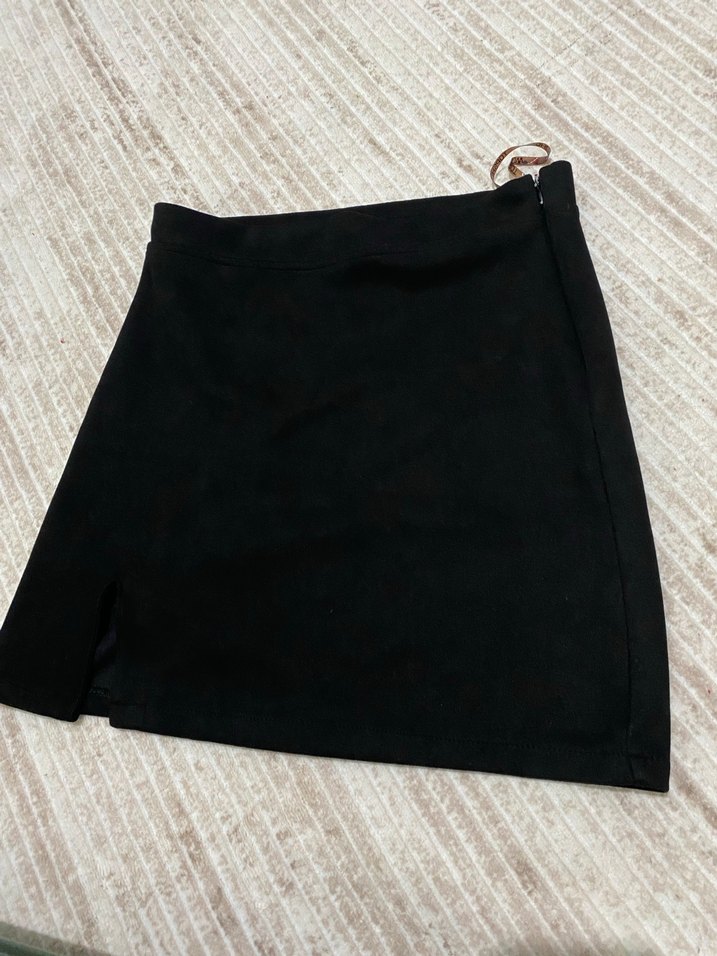 Siyah Kadın Mini Etek Fermuarlı - Görsel 4