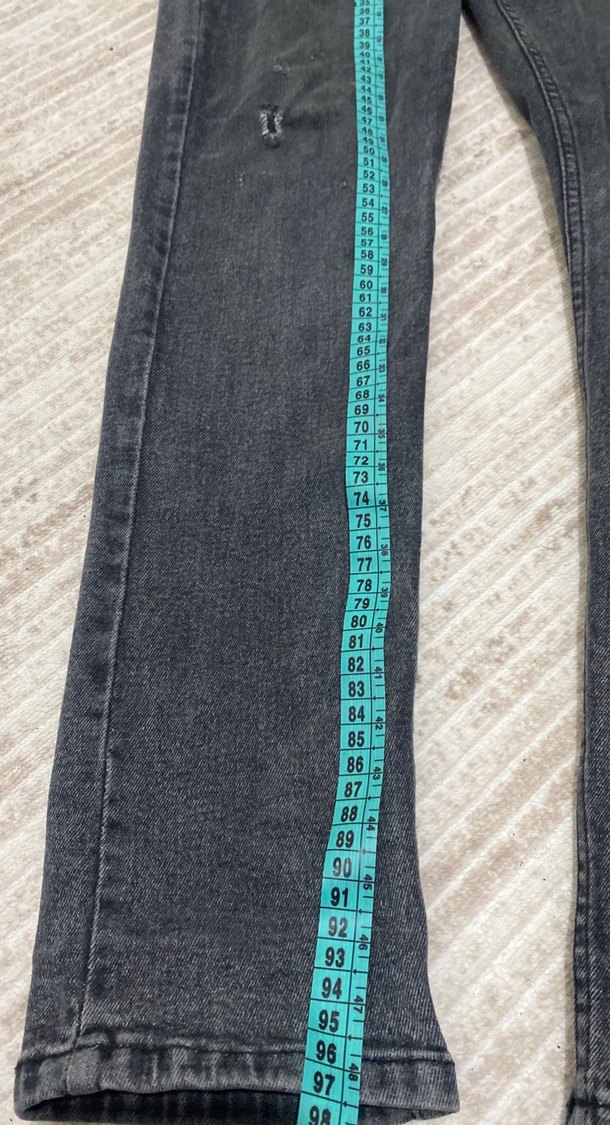 Gri Düğmeli  yırtık kot erkek Pantolon - Görsel 5