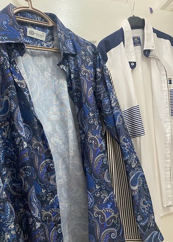 Desenli Mavi az kullanılmış iki erkek gömlek - Görsel 7