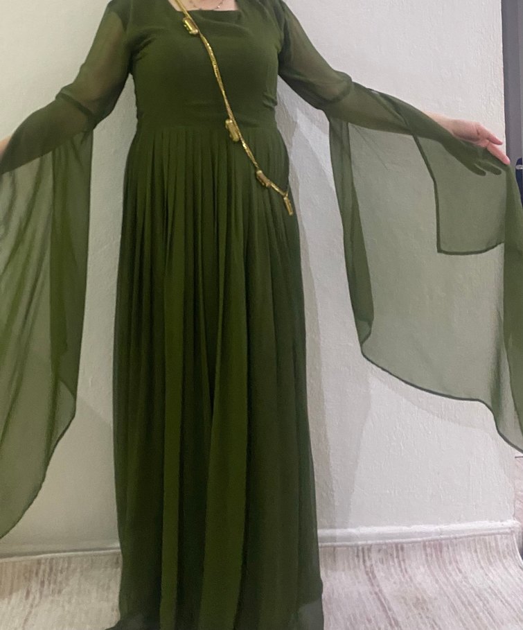 Haki Yeşil Uzun yöresel elbise (L bedeni ,70 kg uygun — görsel 7/12
