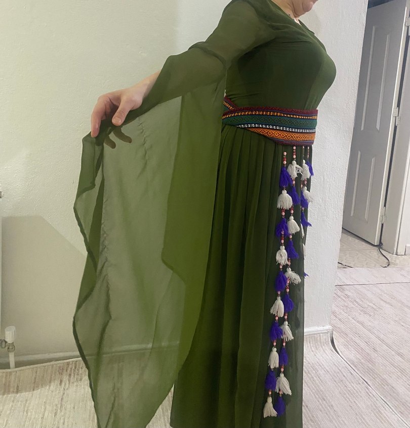 Haki Yeşil Uzun yöresel elbise (L bedeni ,70 kg uygun — görsel 2/12