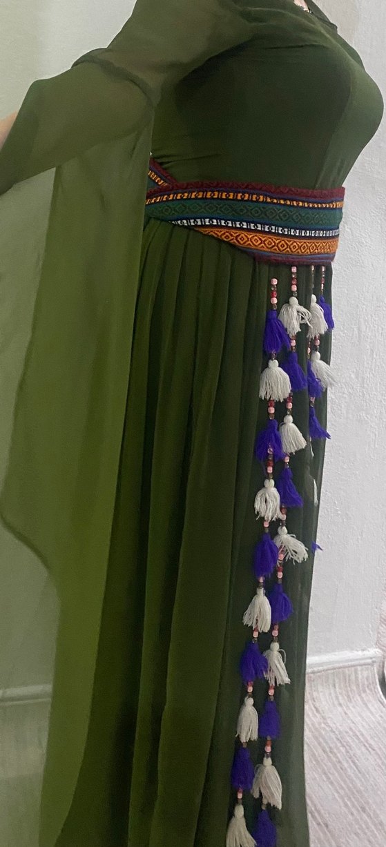 Haki Yeşil Uzun yöresel elbise (L bedeni ,70 kg uygun — görsel 4/12