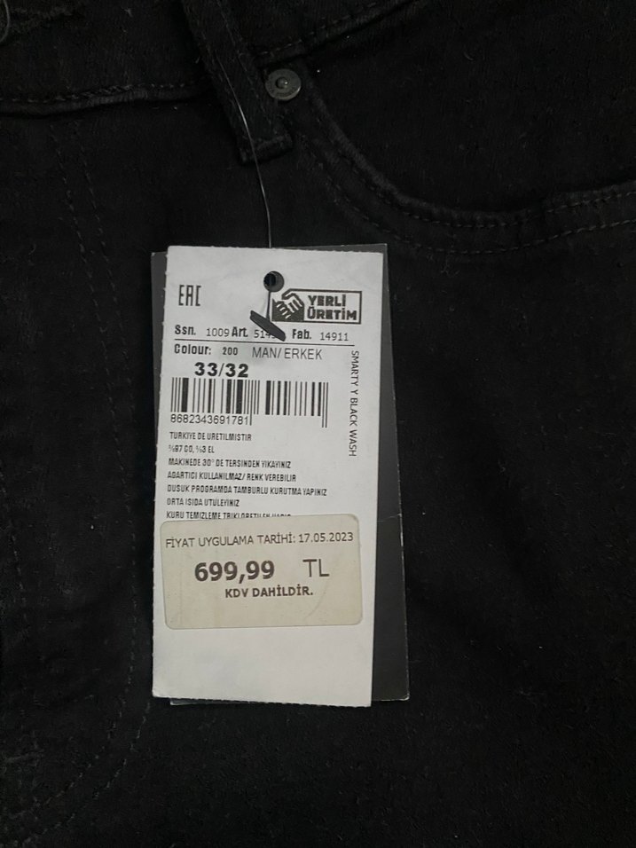 Siyah Düz Kesim Denim erkek pantolon — görsel 5/12