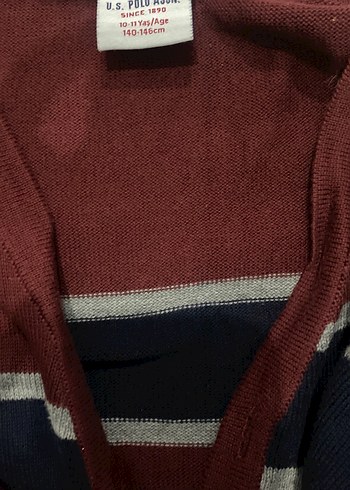 Bordo Gri Çizgili Erkek Pamuklu Hırka - Görsel 5