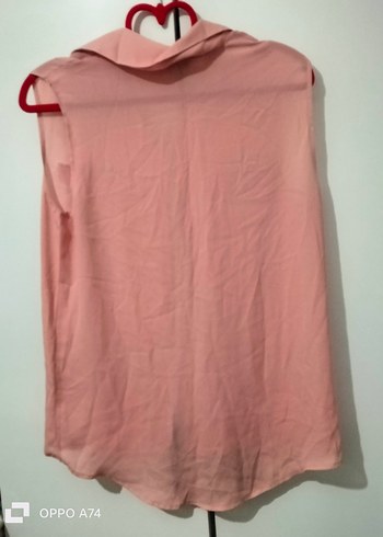 Diğer Düğmeli Pembe Kolsuz gömlek
