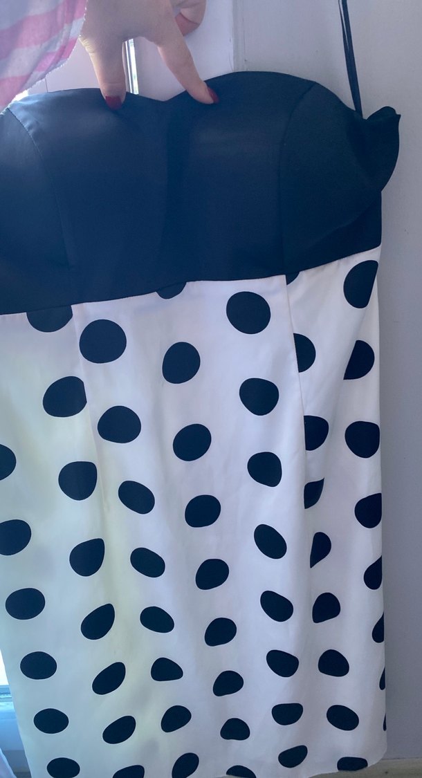 Puantiye Desenli Midi elbise - Görsel 5