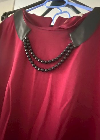 Bordo Uzun Kollu Salaş Kadın Elbise - Görsel 2