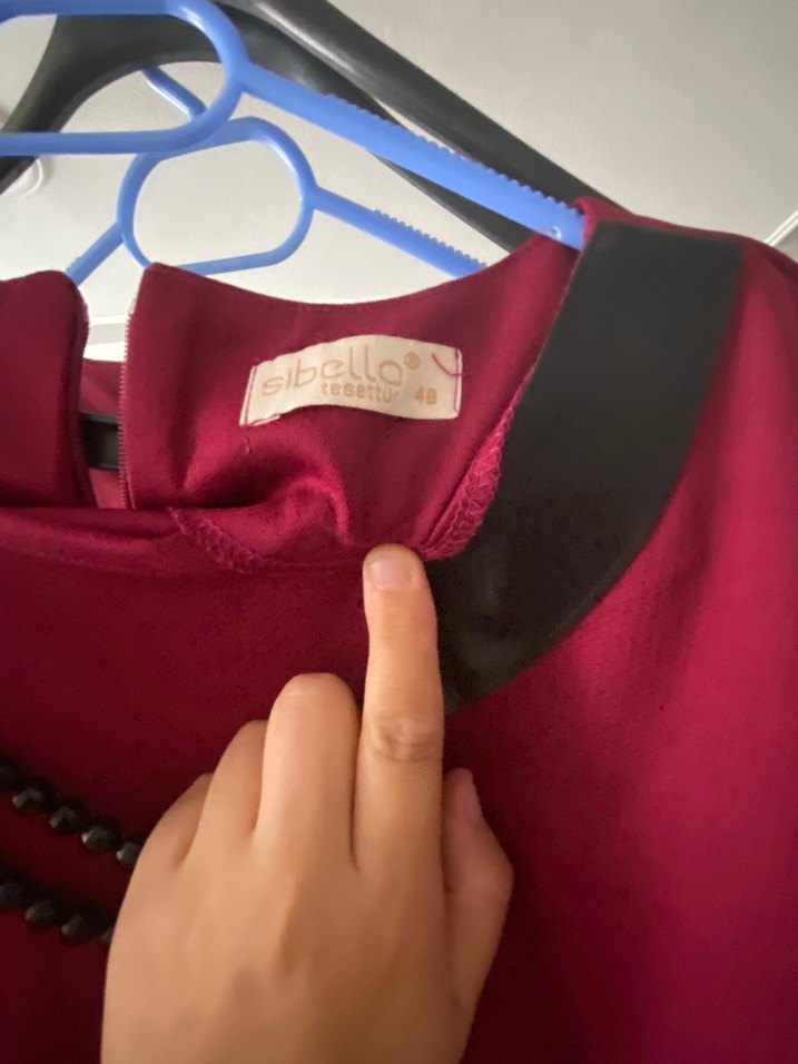 Bordo Uzun Kollu Salaş Kadın Elbise - Görsel 3