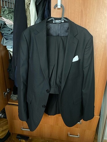 Siyah Slim Fit Dar Kesim Klasik Takım Elbise Kiğılı