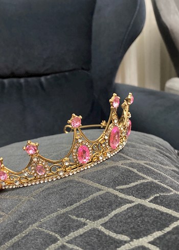 Pembe Taşlı Payetli Gelin Tacı - Görsel 2